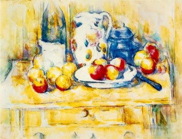 Paul Cezanne Painting - Naturaleza muerta con manzanas, botella y tarro de leche Paul Cezanne